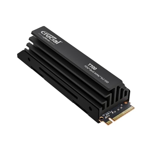 Crucial T700 SSD 4TB PCIe Gen5 NVMe M.2 Internal Gaming SSD with Premium Heatsink, up to 12,400MB/s, Microsoft DirectStorage, PCIe 4.0 Compatibility, SSD Hard Drive - CT4000T700SSD5