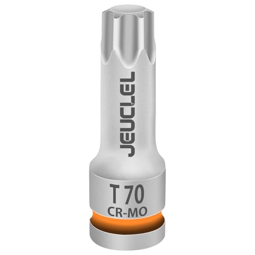 JEUCLEL T70 Torx Bit Socket 1/2 Drive Torx Star 6 Point Impact Bit Socket