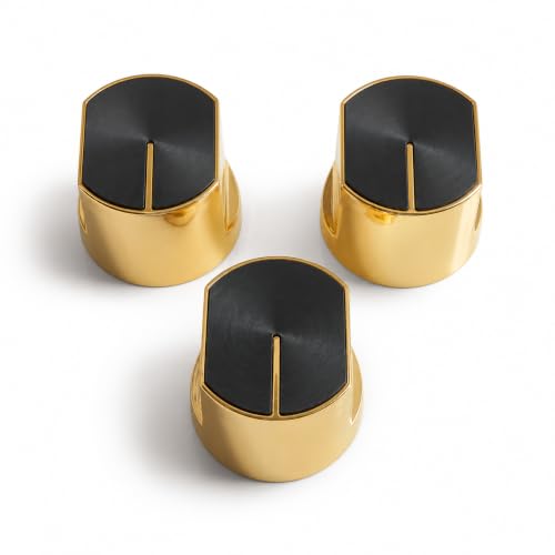 Image of Universal fit Knob for Gas Stove Replacement Parts | Long Lasting, Smooth Operation, Premium PVC On-Off Push Type 8 MM Spindle Black Knob for All Sleek Slim Modal Gas Stove (GOLD, PACK OF-3)