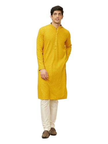 Kurta en viscose Manyavar tenue asiatique confortable ensemble pantalon homme S
