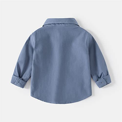 Toddler Baby Girls' Boys' Long-Sleeve Woven Shirt Kids Button Down Shirt Solid Tops Fall Outfits Little Girl Boy2