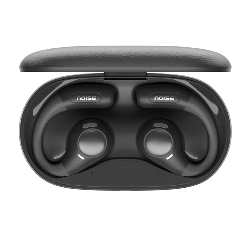 Image of Noise Pure Pods 2 Wireless Open Ear Earbuds with AirWave Technology, Spatial Audio, Up-to 50H Playtime, Quad Mic with AI ENC, 14.2mm Neodymium Driver, Detachable Pure Band, BTv5.4, IPX4 (Prime Black)
