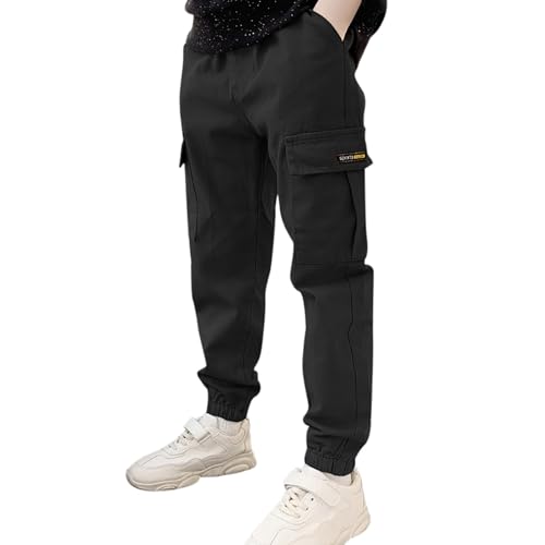Boys Cargo Sweatpants with Pockets Baggy Elastic High Waist School Uniform Pants Causal Lightweight Hiking Kids Jogger 4-15Y2