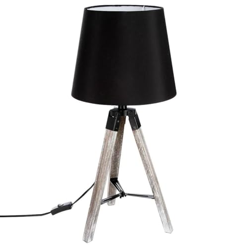 Atmosphera Créateur d'intérieur - Lampe à Poser Trépied en Bois Runo 58cm Noir