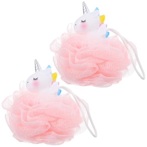 jojofuny 2 Esponjas de Baño Infantil Forma de Unicornio Rosa y Blanco Esponjas Exfoliantes Corporales Espumosas Reutilizables para Bebés y Ideales para Baño y Viaje