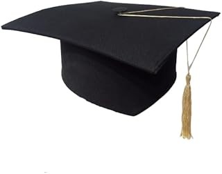 قبعة تخرج مورتاربورد باللون الأسود، مصنوعة من القماش للجنسين، بتصميم كلاسيكي