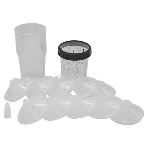Vasos mezcladores de Pintura automotriz, 400 ml, con Anillo de retención y 5 Tapas, Juego Completo con 10 Forros y 10 Tapas, Equipo Profesional de Pintura de Coche, de Mezcla fiable para Body Vasos mezcladores de Pintura automotriz, 400 ml, con Anillo de retención y 5 Tapas, Juego Completo con 10 Forros y 10 Tapas, Equipo Profesional de Pintura de Coche, de Mezcla fiable para Body