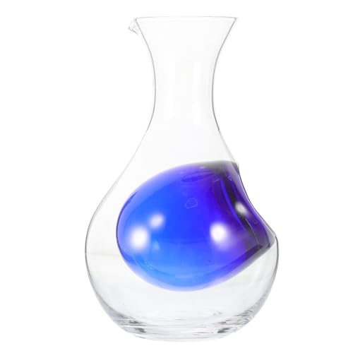 VALICLUD Distributeur de Vin en Verre 400Ml avec Cavité pour Glaçons Carafe à Vin Bleue Pichet à Liqueur Créatif pour Décantation et Service à Table