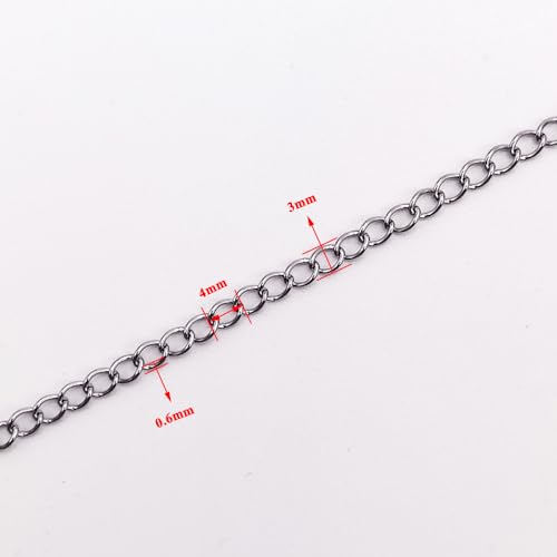 INSPIRELLE 30 Foot Stainless Steel Curb Chains 3mm Tarnish Resistant Extender Chain for Bracelet Necklace Jewelry Making