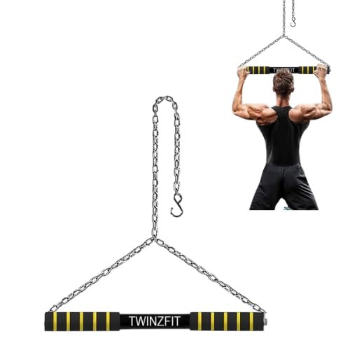 TWINZFIT Height Increase Pull Up Bar, 5 Ft Chinup Bar with Heavy Duty Chain, Wall Mounted Home Gym Equipment, Multicolor-image-4