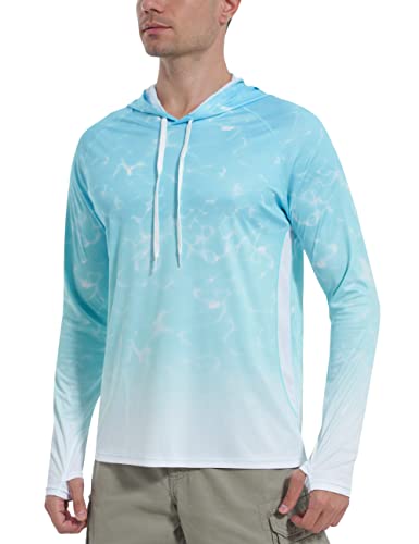 Roadbox Men's Performance Fishing Hoodie, UPF 50+ UV Sun Protection Rash Guard, Outdoor Long Sleeve Water Hiking Swim Shirts