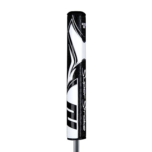 SuperStroke Zenergy Tour 5.0 Golf Putter Grip with No Taper Enhanced SPYNE Technology, New Multi-Zone Texturing and Tech-Port, Black/White