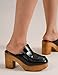 BEAST FASHION Women's Black Wooden Platform Clogs, Size 6.5, Closed Toe Mules, Slip-On, Modern Style, Casual Wear, Party Occasions