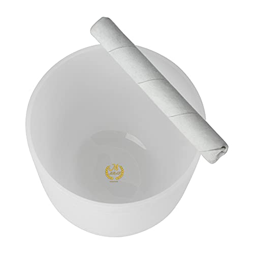 Conjunto de tigela de canto de cristal de 20 cm – 432 Hz/B, chacras de coroa de notas, percussão son