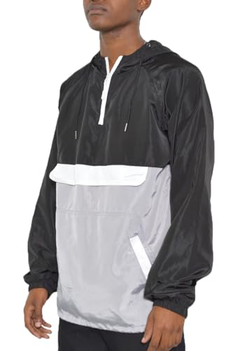 Image of WEIV GEAR Men's Full Zip Hooded Lightweight Windbreaker Anorak Jacket