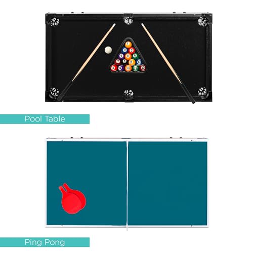 Best Choice Products 4-in-1-Multi-Spieltisch, Kinder-Kombinations-Arcade-Set für Zuhause, Spielzimmer, Aufenthaltsraum mit Pool-Billard, Airhockey, Kicker und Tischtennis – Bild 6