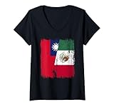Photo Gallery donna taiwan messico mezza bandiera taiwanese mexican heritage maglietta con collo a v Photo Gallery donna taiwan messico mezza bandiera taiwanese mexican heritage maglietta con collo a v