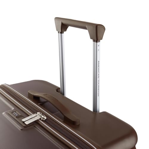 Image of American Tourister Travix | Check-in Trolley Bag (77 cm) | 360 8 Wheel Travel Luggage | Hard Case Polycarbonate Suitcase | Recessed Combination Lock | Coffee