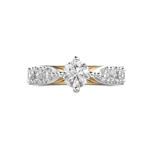 Bague moissanite ronde argent sterling 925 plaqué or bague femme