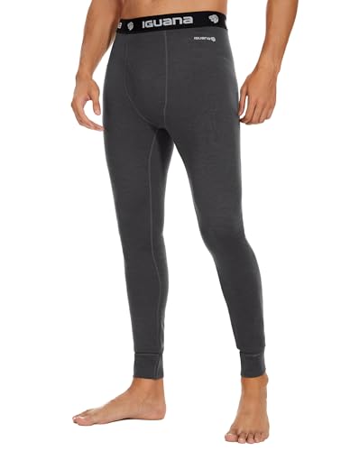 Iguana Mens 100% Merino Wool Base Layer Pants for Ski Lightweight Thermal Underwear Bottom