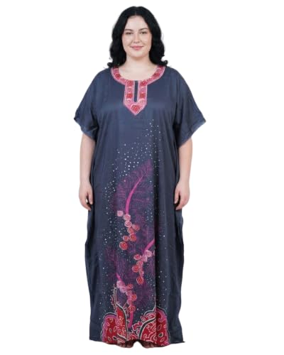 Image of Oussum Women Polyester Casual Long Plus Size Beach Caftan Cover Up Maxi Dress 1X-3X Summer Kaftan Dresses for Women
