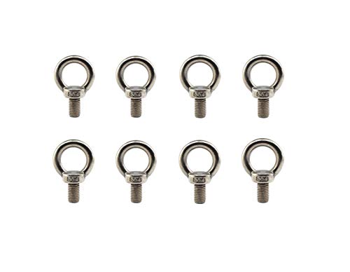 Image of 304 stainless steel M6 lifting rigging eyebolt ring Shaped with lengthened thread(30mm) pack of 8 pcs