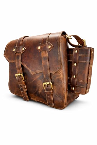 La borsa laterale per moto in pelle di alta qualità è realizzata in pelle Distressed di alta qualità, che è più forte e più resistente dei materiali generali e ha una lunga durata.