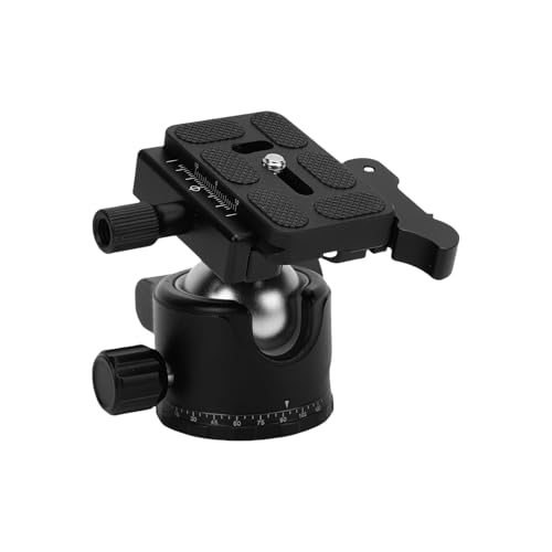 Luocute Rótula de Bola para Trípode de Cámara de Perfil bajo, Rótula de Bola Panorámica de Metal de 35 Mm Compatible con Placa Panorámica de Liberación Rápida de Aleación de Aluminio