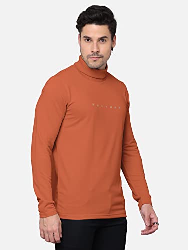 Image of BULLMER Solid Cotton Blended Full Sleeve Turtle Neck Tshirt for Men