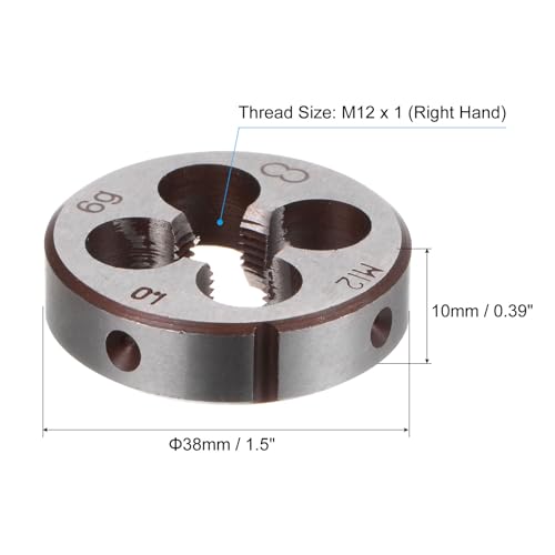 QUARKZMAN 2 Stück Runde Schneideisen, Metrisches M12 x 1 Gewinde (Rechtsgewinde), Schneidwerkzeug aus legiertem Werkzeugstahl zur Reparatur von Schrauben