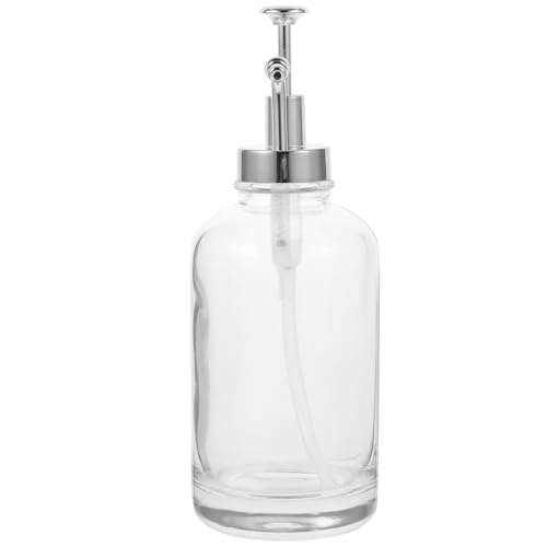 Angoily ガラス製シロップディスペンサー ポンプ付き 詰め替え可能 最後まで使い切れる調味料ボトル キッチン用蜂蜜 シロップ ローション保