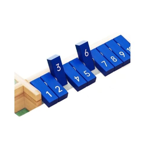 Image of 8 Dice Shut The Box Wooden Board Game - Classic 4-Sided Pub Game for 2-4 Players - Fun Family Tabletop Toy for Learning Numbers with Dice & Instructions
