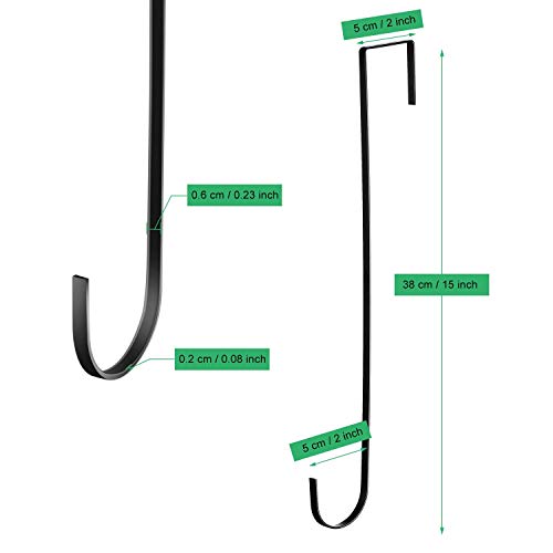 15 Inch Wreath Hanger Hooks Over Door Metal Hooks Practical Clothes Towel Hanger Hooks For Christmas Front Door Decorations (Black, 6 Pieces) #TOP1