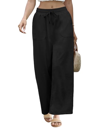 Black Pants for Women High Waisted Teacher Pants Casual Work Wide Leg Pants Lounge Palazzo Trousers S2