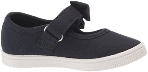 The Children's Place,baby-girls,Slip on Sneakers,Uniform Bow Strap Canvas Sneakers,Navy,7 Toddler | Image 5