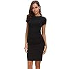 Missufe-Womens-Short-Sleeve-Ruched-Casual-Sundress-Midi-Bodycon-T-Shirt-Dress Missufe Women's Ruched Bodycon Sundress Knee Length Sheath Casual T Shirt Dress (Black, Large)