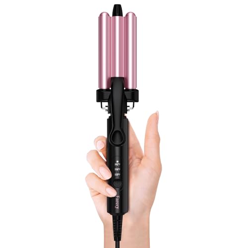 Farery Mini 3 Barrel Hair Waver 1/2 Inch Curling Iron for Women Rose Pink