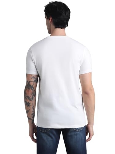 Image of Jack & Jones Men Pure Cotton Typography Printed Slim Fit T-Shirt