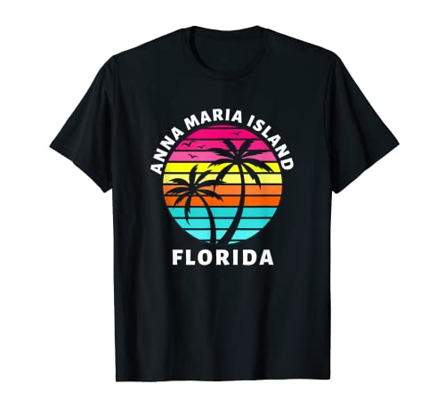 Anna Maria Island Florida Puesta de sol Palmeras Vacaciones familiares Camiseta