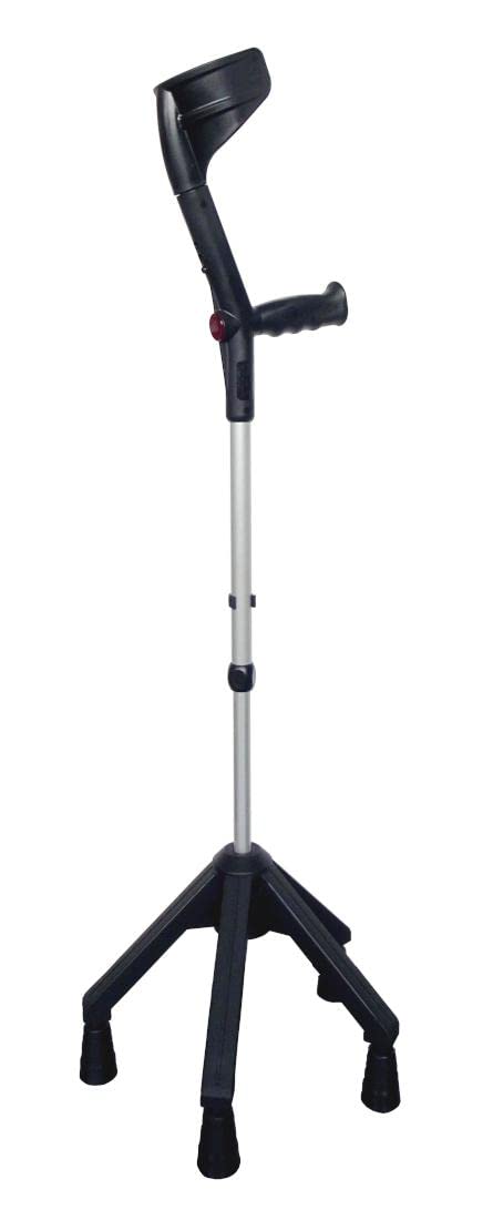 FabaCare Vierfuß Unterarm-Gehstütze Quadro, Vierfußgehstütze, Vierfußgehhilfe, Gehhilfe, Gehrahmen bis 100 kg, Schwarz
