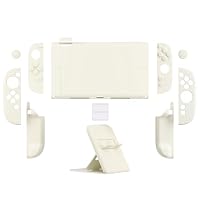 playvital Split-Schutzhülle für Switch 2, Kratzfeste Hülle, Dockbares Case, Ergonomischer Griphülle mit Klappständer & Joystick Kappen Zubehör für Nintendo Switch 2, Antik Gelb – Ansicht 2