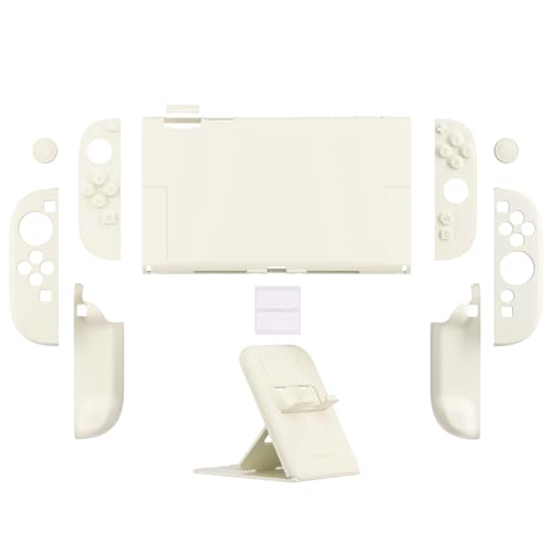 Image of PlayVital Hard Case for Nintendo Switch 2 with Extra Stand & Thumb Grip Caps | Split Design, Dockable Protective Full-Body Shell Cover for Nintendo Switch 2 | Solid Color Series, Antique Yellow