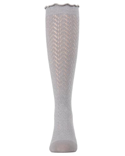 MeMoi Girls Open Work Shimmer Cotton Blend Knee High Socks2