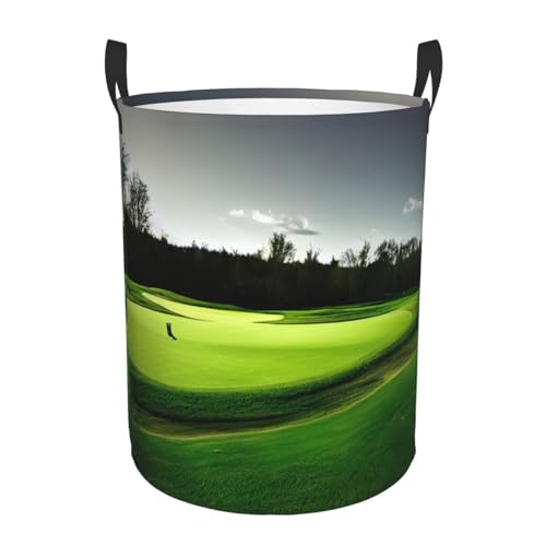 Panier à linge rond grand format sac à linge imprimé golf vert
