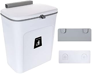 STARVAST Kitchen Hanging Waste Bin, 9 Litre Wall Mounted Bin for Cabinet Door, Plastic Cupboard Trash Bin for Kitchen Cabinet Bedroom Bathroom Office