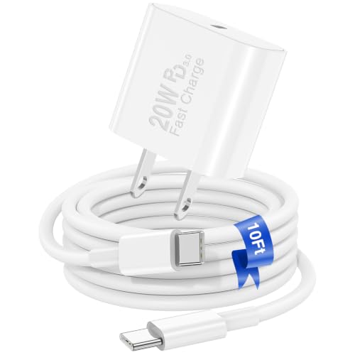 Image of iPhone 17 16 15 Fast Charger Block and 10ft Type C to C Cable Cord Long, 20W USB C Charging Plug for Apple iPhone 17 Pro Max /17 Air /16 Pro Max /16 /15 Pro /15 Plus /iPad Mini,Wall Power Adapter Cube Brick