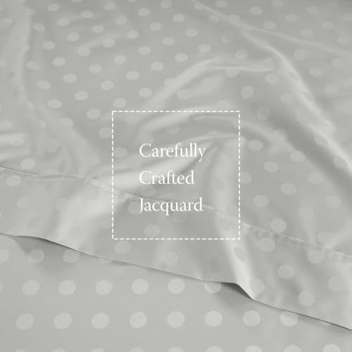 Image of Threadmill 300TC Cotton Full Sheet Set, Sateen, Jacquard, Light Grey | 100% Cotton, Sateen Weave, Jacquard Pattern, 4-Piece Set, 16 inch Deep Pocket, Cooling, OEKO-TEX Certified, Machine Washable