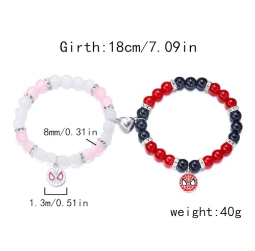 Image of Spiderman Kitty Magnetic Friendship Bracelets, Couple's Bracelets, Valentine's Day Gifts for BFF, BF, GF, Women, Men, Girls, Kids