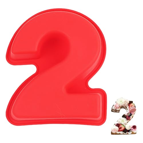 YXHZVON Molde para Tartas con Número 2, Grande Moldes de Pastel de Silicona, Moldes con Formas sin BPA, Horneado de Pasteles para Cumpleaños de Aniversario