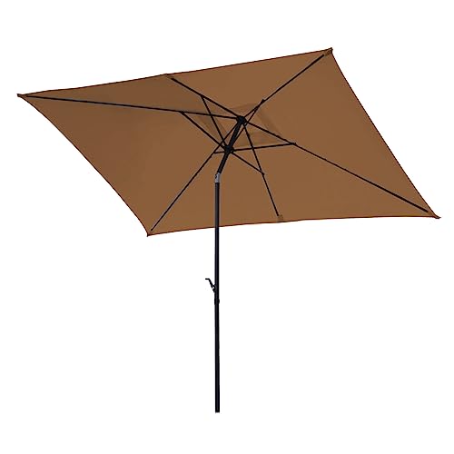 SVITA Sonnenschirm 3x2m Balkonschirm rechteckig mit Sonnenschutz Matt Taupe/Schwarz